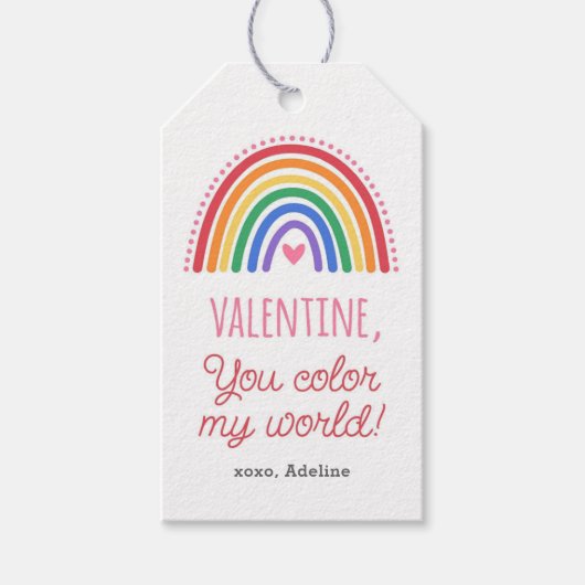 Je kleurt mijn wereld regenboog Valentijnsdag Cadeaulabel (Voorkant)