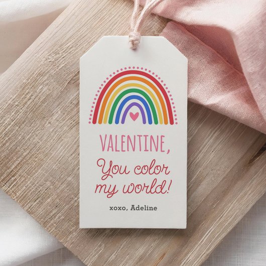 Je kleurt mijn wereld regenboog Valentijnsdag Cadeaulabel