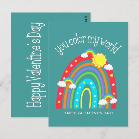 Je kleurt mijn wereld| Valentijn Kinderen Briefkaart (Voorkant / Achterkant)