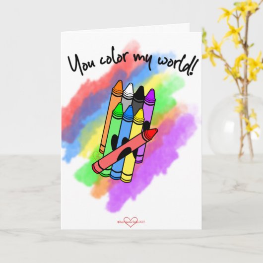 Je kleurt mijn wereld Valentijnsdag Kaart (Gele Bloem)