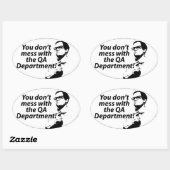 Je knoeit niet met de QA Department Oval Sticker (Vel)