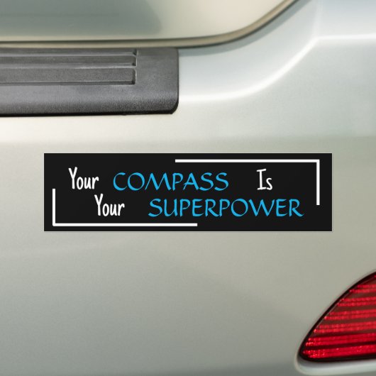"Je kompas is je Superpower"-zin Bumpersticker (Op auto)