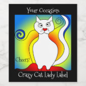 Je komt voor met een krazige kat-juweelwijn wijn etiket (Enkel label)