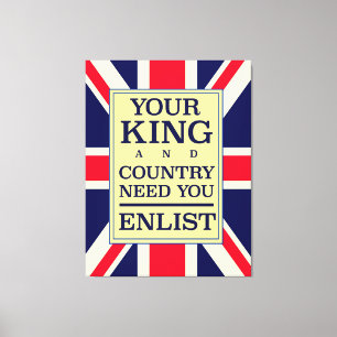 Je koning en land hebben je Enlist nodig. Canvas Afdruk