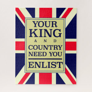Je koning en land hebben je nodig, meld je aan. legpuzzel