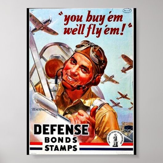 Je koopt Em, we vliegen Em. Defense Bond Stamps Poster (Voorkant)