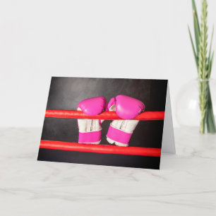 Je kreeg deze aanmoediging roze bokshandschoenen kaart