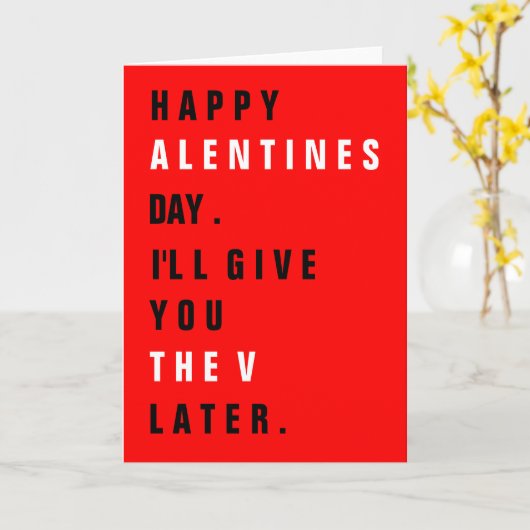 Je Krijgt de "V" Later Rood Valentijnsdag Kaart (Gele Bloem)