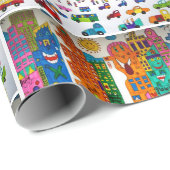 Je kunstwerk Kind Tekening Verjaardag Giftwrap Cadeaupapier (Rol Hoek)