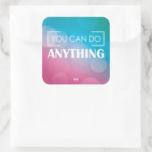 Je kunt alles doen vierkante sticker (Tas)