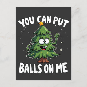 Je kunt ballen op me leggen Grappige kerstboom Briefkaart