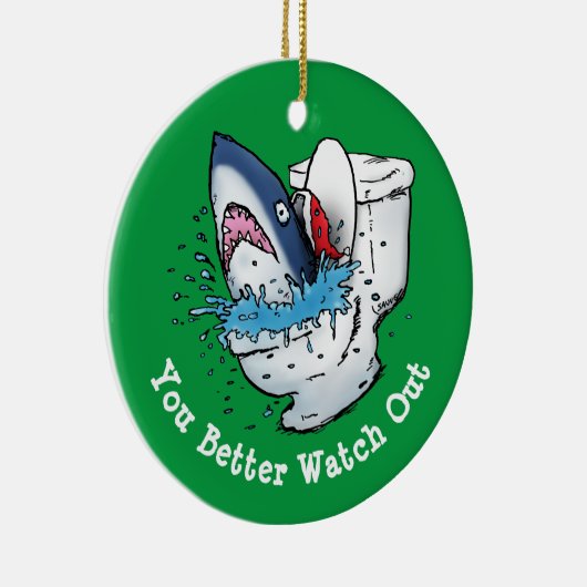 Je kunt beter naar Toilet Shark Green kijken Keramisch Ornament (Rechts)