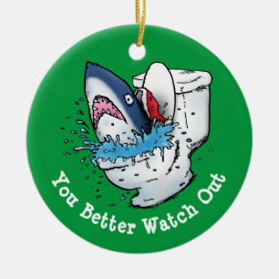 Je kunt beter naar Toilet Shark Green kijken Keramisch Ornament