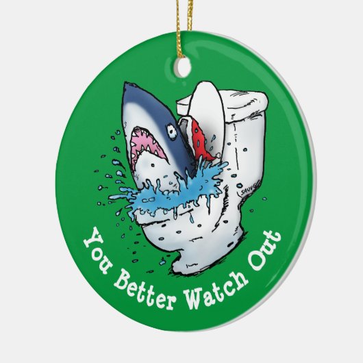 Je kunt beter naar Toilet Shark Green kijken Keramisch Ornament (Links)