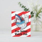 Je kunt beter uitkijken - wc-haai feestdagenkaart (Staand voorkant)
