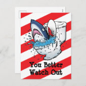 Je kunt beter uitkijken - wc-haai feestdagenkaart (Voorkant / Achterkant)