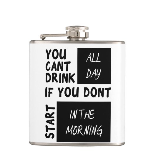 Je kunt de hele dag niet drinken heupfles (Voorkant)