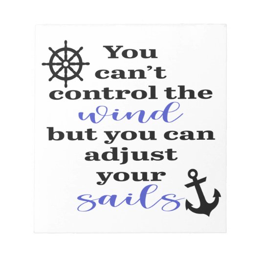 Je kunt de wind niet besturen, je mails aanpassen notitieblok (Voorkant)