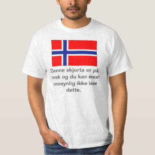 Je kunt dit Noorse T-shirt niet lezen