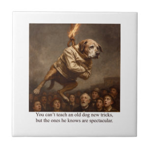 Je kunt een oude hond geen nieuwe trucjes leren tegeltje
