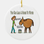 Je kunt een paard naar water leiden keramisch ornament (Achterkant)