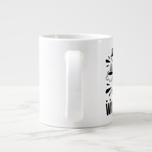 Je kunt er zonder leven grote koffiekop (Achterkant)