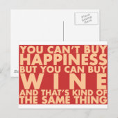 Je kunt geen geluk kopen, maar je kunt wijn kopen! briefkaart (Voorkant / Achterkant)