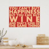 Je kunt geen geluk kopen, maar je kunt wijn kopen! poster (Keuken)