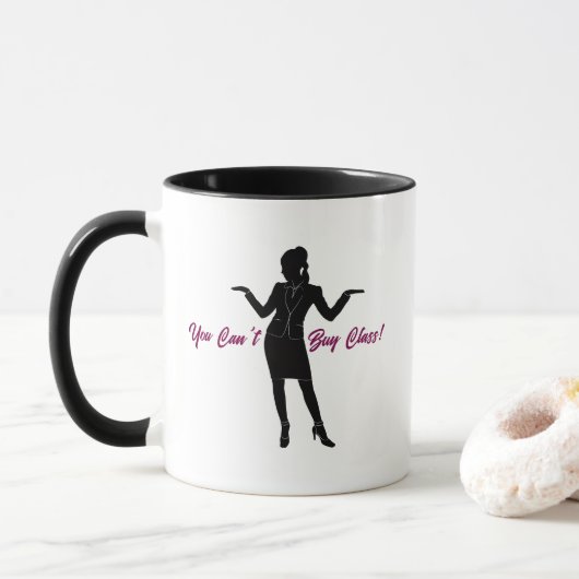 " Je kunt geen klasse kopen!" Mok (Met donut)