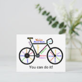 Je kunt het doen, Motivatie bike, fietscycling Briefkaart (Staand voorkant)