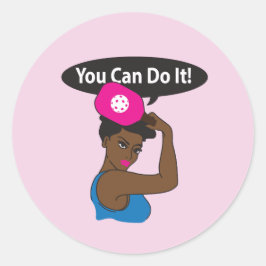 Je kunt het. Rosie Pickleball (B) Ronde Sticker