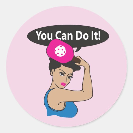Je kunt het. Rosie Pickleball (L) Ronde Sticker (Voorkant)