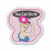 Je kunt het. Rosie Pickleball (V) Sticker (Voorkant)