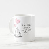 Je kunt het wereldmeisje veranderen koffiemok (Voorkant links)