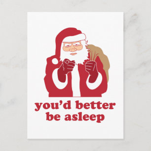 Je kunt maar beter slapen, kerstman feestdagenkaart