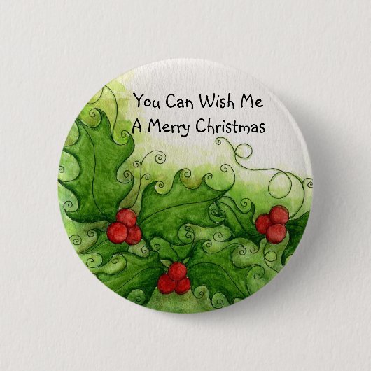 Je kunt me een prettige kerstButton wensen Ronde Button 5,7 Cm (Voorkant)