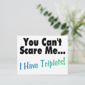 Je kunt me niet bang maken dat ik drieling heb briefkaart (Staand voorkant)