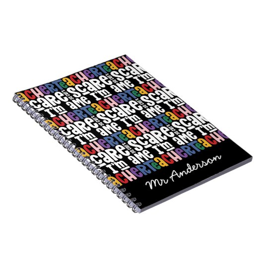 Je kunt me niet bang maken leraar typografie cadea notitieboek (Rechterzijde)