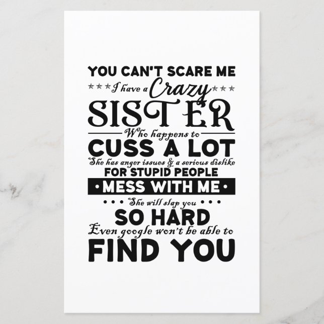 Je kunt me niet verzorgen dat ik een gek zusje heb (Voorkant)