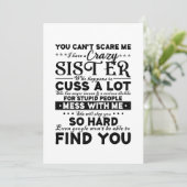 Je kunt me niet verzorgen dat ik een gek zusje heb bedankkaart (Staand voorkant)