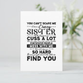 Je kunt me niet verzorgen dat ik een gek zusje heb informatiekaartje (Staand voorkant)