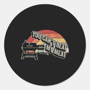 Je Kunt Mijn Vlees Retro Bbq Pit Omgekeerde Stroom Ronde Sticker