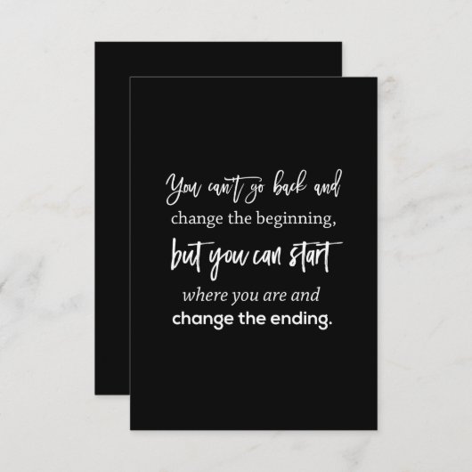 je kunt niet teruggaan en het begin veranderen bedankkaart (Voorkant / Achterkant)