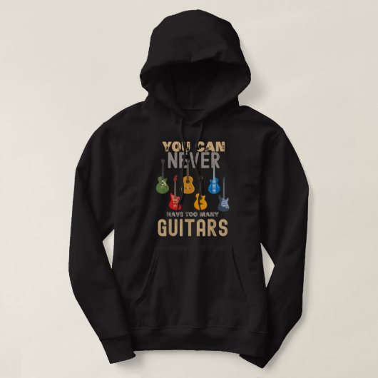 Je kunt nooit te veel gitaarmuziek in Shirten hebb Hoodie (Design voorkant)