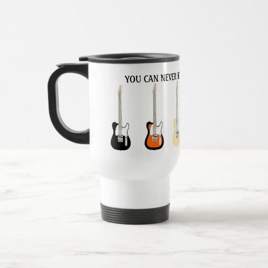 Je kunt nooit te veel gitaren hebben.  reisbeker (Links)