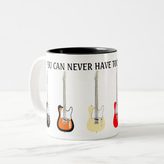 Je kunt nooit te veel gitaren hebben. tweekleurige koffiemok (Voorkant links)