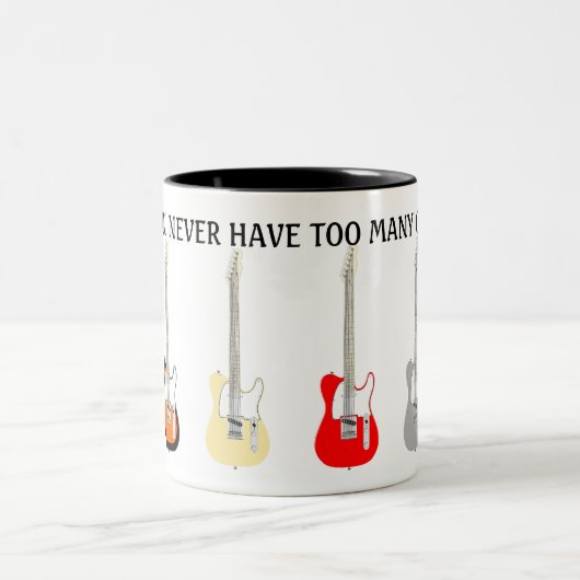 Je kunt nooit te veel gitaren hebben. tweekleurige koffiemok (Center)