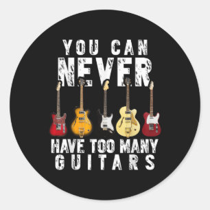 Je kunt nooit te veel gitaren muziek hebben. ronde sticker