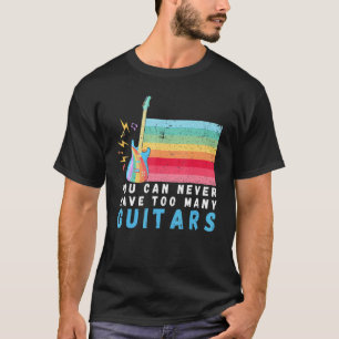 Je kunt nooit te veel gitaren muziek-regenboog heb t-shirt