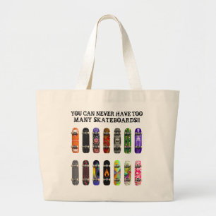 Je kunt nooit te veel skateboards hebben! grote tote bag